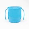 Doidy cup blue front view - trainer cup for babies 3 months+, free-flow and open design.